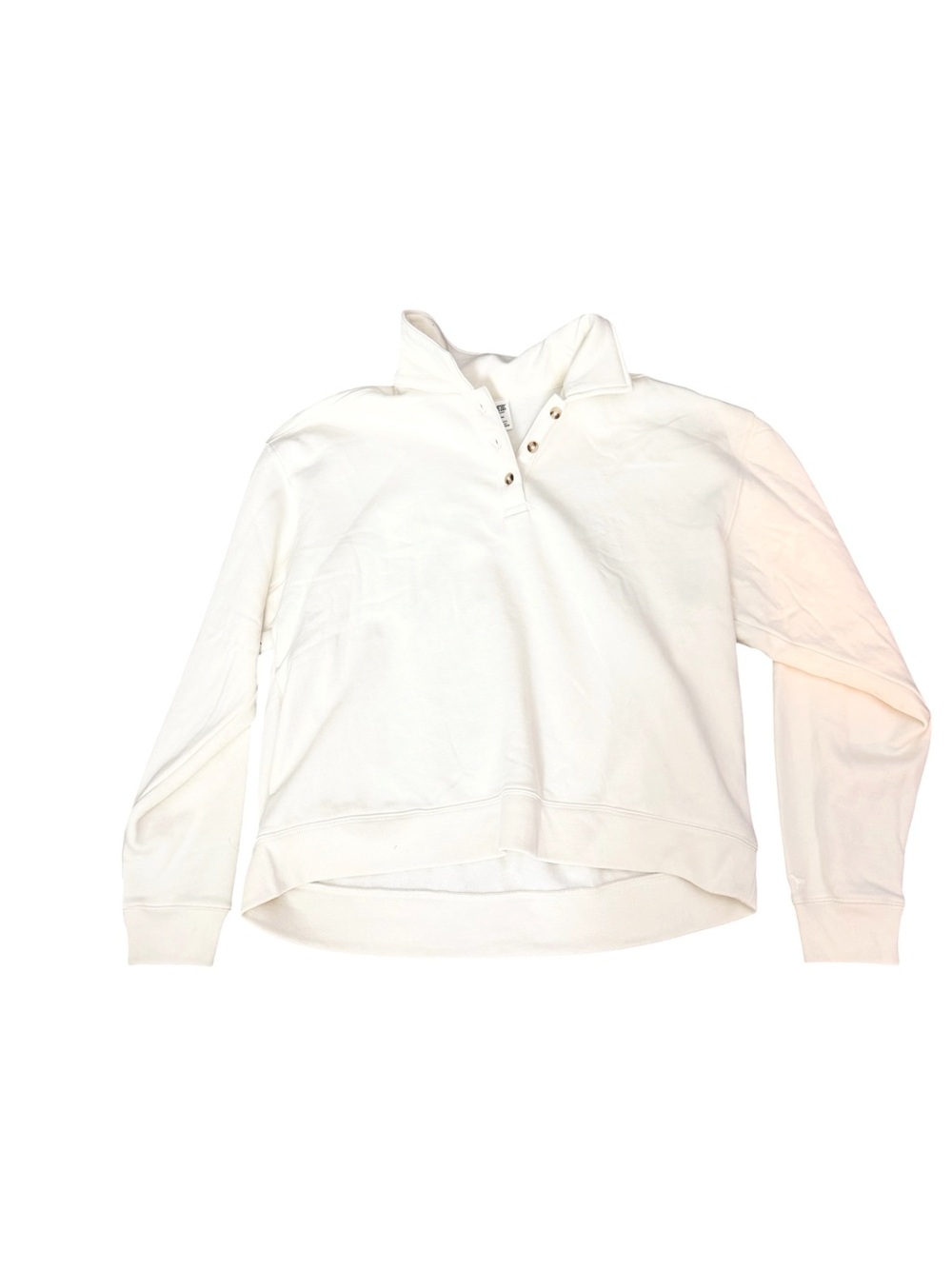 PINK Victoria's Secret White Button-Neck Pullover Sweatshirt